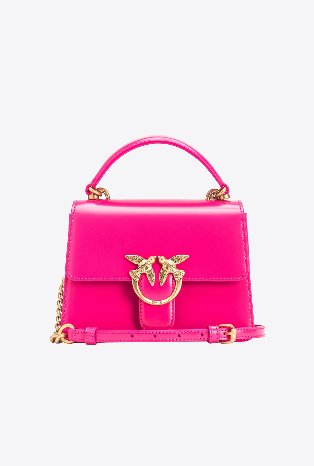 PINO LOVE BAG ONE TOP HANDLE LIGHT IN PELLE LUCIDA